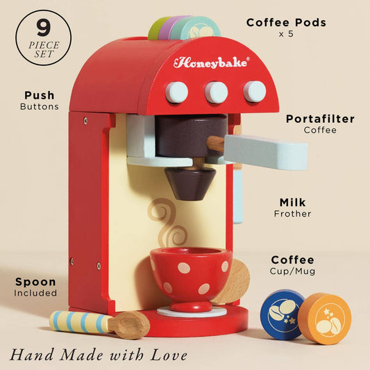 Wooden Toy Coffee Machine & Pods